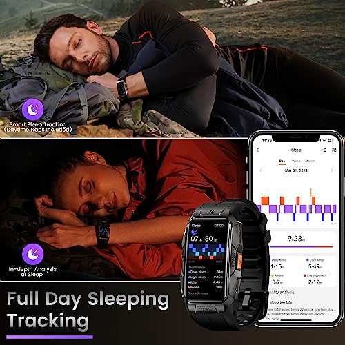 KOSPET Health & Fitness Tracker 50+Days Standby Battery Life Smart Watch, 100 Meter Waterproof 3D Curved Corning Gorilla Glass Full Metal 70 Sports Modes 24H Smart Sleep Tracking, AMOLED Display