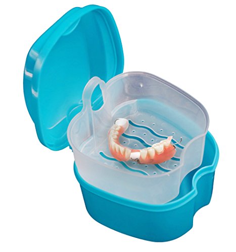 Container Case Box Teeth Storage False Box with Hanging Bath Denture Net Tooth care Mens Electric Toothbrush (Sky Blue, One Size)