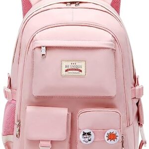 SCIONE School Backpacks for Girls - 15.6 Inch Large Pink Laptop Backpacks Anti Theft Primary Middle College Bookbags for Teens Girls Women Students