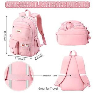 SCIONE School Backpacks for Girls - 15.6 Inch Large Pink Laptop Backpacks Anti Theft Primary Middle College Bookbags for Teens Girls Women Students