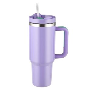 40 oz tumbler with handle and lid straw,insulated tumblers stainless steel water bottles,travel coffee mug for hot and cold,bpa free (rainbow light purple)