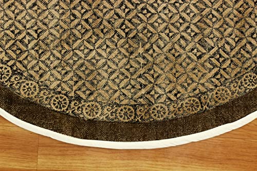 Casavani Indian Handmade Area Rug Geometric Brown & Beige Round Area Dhurrie Best Uses For Garden Yoga Mat Rugs For Kids Room,Bedroom,Dining Room,Balcony,Kitchen For 3x3 4x4 5x5 Feet 8x8 Feet Round