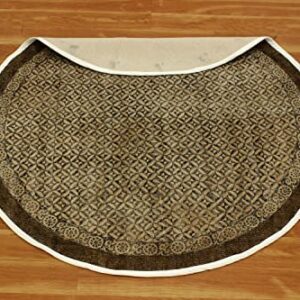 Casavani Indian Handmade Area Rug Geometric Brown & Beige Round Area Dhurrie Best Uses For Garden Yoga Mat Rugs For Kids Room,Bedroom,Dining Room,Balcony,Kitchen For 3x3 4x4 5x5 Feet 8x8 Feet Round