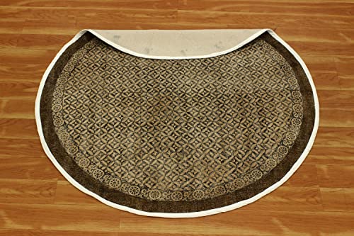 Casavani Indian Handmade Area Rug Geometric Brown & Beige Round Area Dhurrie Best Uses For Garden Yoga Mat Rugs For Kids Room,Bedroom,Dining Room,Balcony,Kitchen For 3x3 4x4 5x5 Feet 8x8 Feet Round