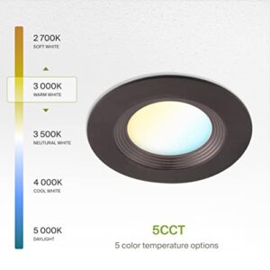 ASD Oil Rubbed Bronze 6 inch Recessed Lighting LED 12W 1000Lm 5CCT 2700/3000/3500/4000/5000K LED Dimmable Retrofit Downlights Baffle Trim CRI 90, UL 6 Pack