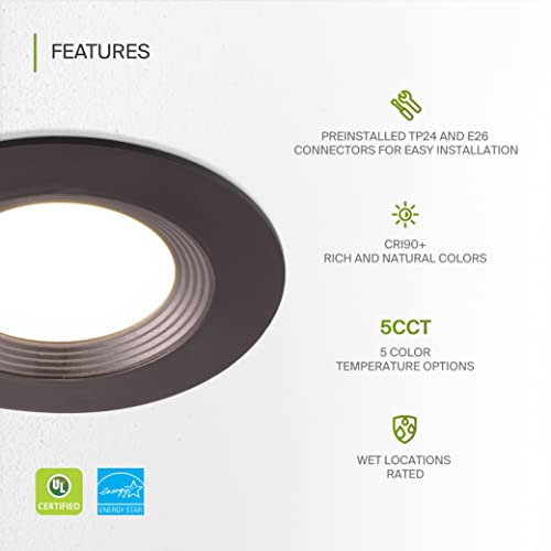 ASD Oil Rubbed Bronze 6 inch Recessed Lighting LED 12W 1000Lm 5CCT 2700/3000/3500/4000/5000K LED Dimmable Retrofit Downlights Baffle Trim CRI 90, UL 6 Pack