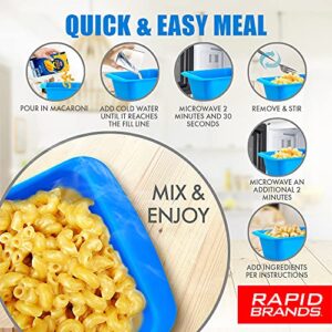 Rapid Mac Cooker | Microwave Macaroni & Cheese in 5 Minutes | Perfect for Dorm, Small Kitchen or Office | Dishwasher-Safe, Microwaveable, BPA-Free (Blue, 1-Pack)