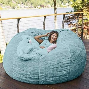 LHLLHL Bean Bag Sofa Big Fluffy Beanbag Bed Slipcover Case Floor Seat Couch Futon Lazy Sofa Recliner Pouf (Filling not Included) (Color : Blue)