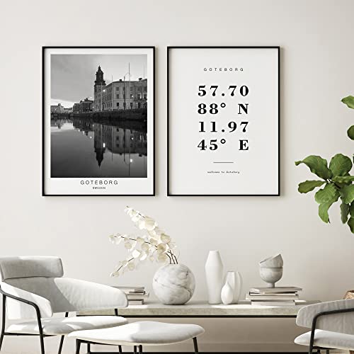 Dear Mapper Goteborg Sweden View Abstract Road Modern Map Art Minimalist Painting Black and White Canvas Line Art Print Poster Art Print Poster Home Decor (Set of 3 Unframed) (16x24inch)