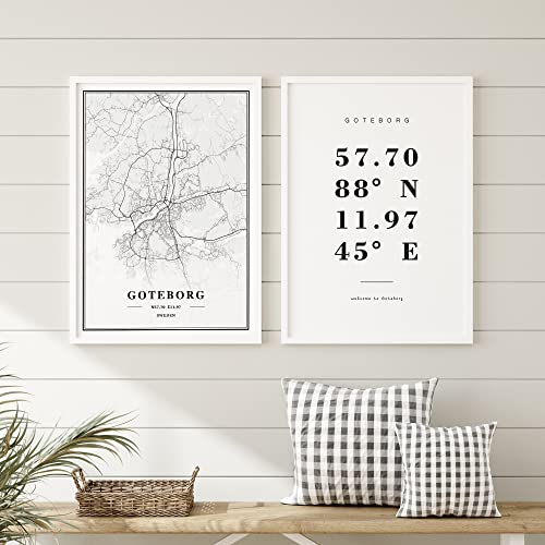 Dear Mapper Goteborg Sweden View Abstract Road Modern Map Art Minimalist Painting Black and White Canvas Line Art Print Poster Art Print Poster Home Decor (Set of 3 Unframed) (16x24inch)