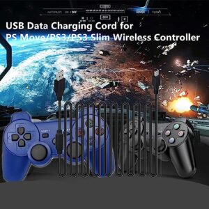 Rzzhgzq 3 Pack 10ft PS3 Controller Charger Cable Charger for Sony Playstation 3 / PS-3 Slim SixAxis Controller,PS3 Charging Cord,PS Move DualShock 3 Remote Charge Wire,Digital Camera, TI84 Plus CE