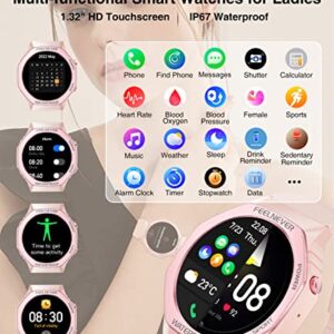 Smart Watch for Women,Answer/Make Call,1.32'' HD Touchscreen,100 Sports Modes Fitness Tracker with Heart Rate/Sleep Monitor/Blood Oxygen,IP67 Waterproof Smartwatch for iPhone Android Pink Purple