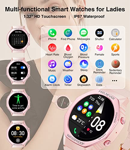 Smart Watch for Women,Answer/Make Call,1.32'' HD Touchscreen,100 Sports Modes Fitness Tracker with Heart Rate/Sleep Monitor/Blood Oxygen,IP67 Waterproof Smartwatch for iPhone Android Pink Purple