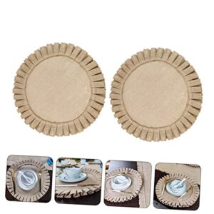 Cabilock 2pcs Braided Insulated Weave Style Woven Cotton Drinks Party Non- Dinner Placemat Decors Table for Rustic Non Coasters Adornments Wedding Placemats Dishes Retro Jute Dish Mats