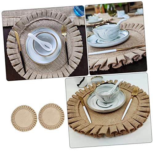 Cabilock 2pcs Braided Insulated Weave Style Woven Cotton Drinks Party Non- Dinner Placemat Decors Table for Rustic Non Coasters Adornments Wedding Placemats Dishes Retro Jute Dish Mats