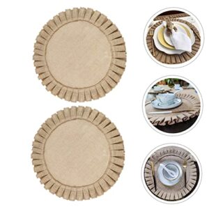 Cabilock 2pcs Braided Insulated Weave Style Woven Cotton Drinks Party Non- Dinner Placemat Decors Table for Rustic Non Coasters Adornments Wedding Placemats Dishes Retro Jute Dish Mats