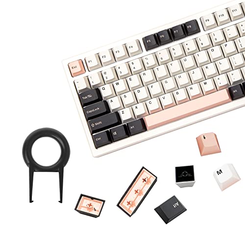 JOLINTAL 160 Keys Pink Keycap, Doubleshot PBT Keycap Set Cherry Profile Keycaps, White Black Pink Cherry MX Switch Keycaps 75 Percent for Mechanical Keyboard (OV)