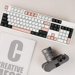 JOLINTAL 160 Keys Pink Keycap, Doubleshot PBT Keycap Set Cherry Profile Keycaps, White Black Pink Cherry MX Switch Keycaps 75 Percent for Mechanical Keyboard (OV)