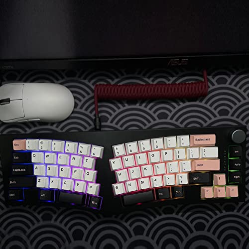 JOLINTAL 160 Keys Pink Keycap, Doubleshot PBT Keycap Set Cherry Profile Keycaps, White Black Pink Cherry MX Switch Keycaps 75 Percent for Mechanical Keyboard (OV)