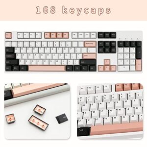 JOLINTAL 160 Keys Pink Keycap, Doubleshot PBT Keycap Set Cherry Profile Keycaps, White Black Pink Cherry MX Switch Keycaps 75 Percent for Mechanical Keyboard (OV)