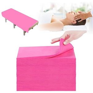100pcs disposable bed sheets,31''x71'' waterproof massage table sheet protector non woven fabric bed cover for massage therapy tattoo beauty salon hotels esthetician (pink)