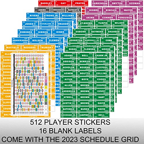 KIKIGO Fantasy Football Draft Board 2023-2024 Kit Extra Large Board with 14 Teams 20 Rounds 500+ Player Labels 2023 Top Rookie and Blank Label