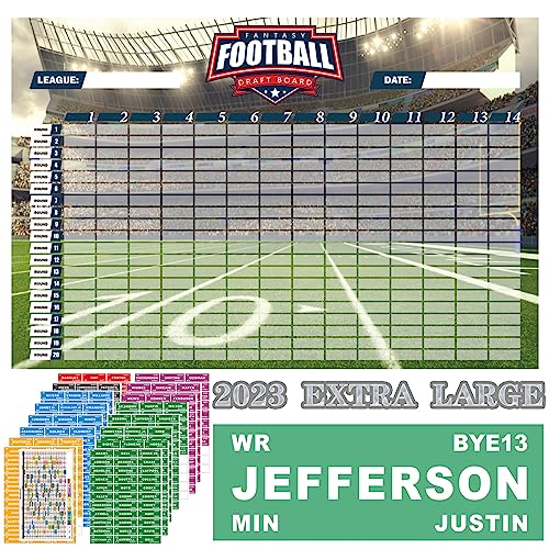 KIKIGO Fantasy Football Draft Board 2023-2024 Kit Extra Large Board with 14 Teams 20 Rounds 500+ Player Labels 2023 Top Rookie and Blank Label