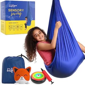 fitzen sensory swing for indoor kids - therapy sensory swing for kids with special needs adhd autism indoor sensory swing for adults cocoon swing holds upto 250lbs ceiling cuddle hammock swing for joy