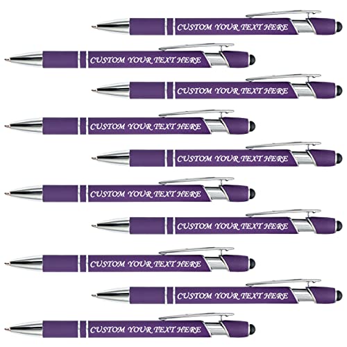 10 Pcs Personalized Pens Bulk Custom Ballpoint Pen, Engraved Pen with Name Logo Text Stylus Pens for Touch Screens Bulk-for Businesses, Office, Events, Wedding Gift for Men Women - 18 Colors
