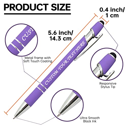 10 Pcs Personalized Pens Bulk Custom Ballpoint Pen, Engraved Pen with Name Logo Text Stylus Pens for Touch Screens Bulk-for Businesses, Office, Events, Wedding Gift for Men Women - 18 Colors