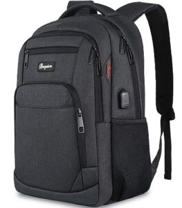 bageira 17.3 inch laptop backpack, school backpacks for teen boys, college high school backpack. travel backpacks with usb charging port for women men. anti-theft waterproof work bookbags, black