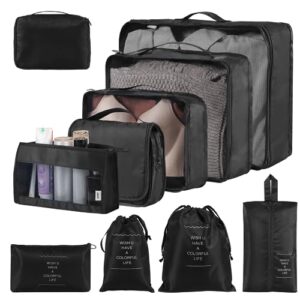 packing cubes 10 sets luggage packing organizers for travel accessories，cenivi travel essentials，including waterproof shoe storage bag convenient packing pouches clothing underwear bag for traveller