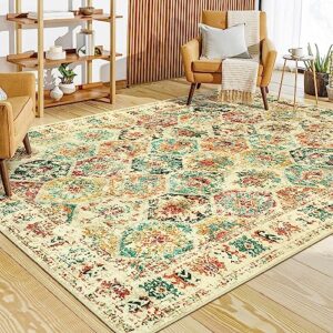 lahome 6x9 washable area rugs for living room, large bedroom rug soft colorful dining room mat, transitional printed indoor non slip accent carpet for nursery office coffee table home office