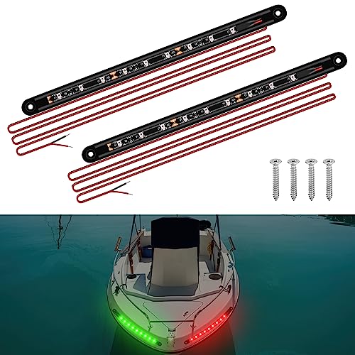 RVZONE Boat Navigation Lights, Navigation Lights For Boats Led, Boat Lights For Night Fishing, Boat Red and Green Bow Lights, Deck Lights for Marine, Yacht, Kayak, Bass Boat, Pontoon Boat