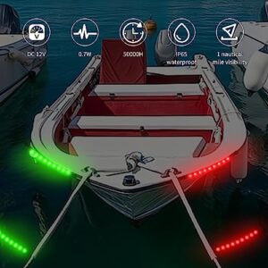 RVZONE Boat Navigation Lights, Navigation Lights For Boats Led, Boat Lights For Night Fishing, Boat Red and Green Bow Lights, Deck Lights for Marine, Yacht, Kayak, Bass Boat, Pontoon Boat