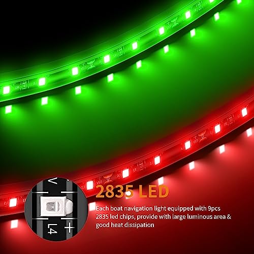 RVZONE Boat Navigation Lights, Navigation Lights For Boats Led, Boat Lights For Night Fishing, Boat Red and Green Bow Lights, Deck Lights for Marine, Yacht, Kayak, Bass Boat, Pontoon Boat