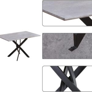 NIERN Marble Dining Table with Chromed Legs,47" Modern Rectangular Kitchen Table for Dining Room Kitchen,Grey