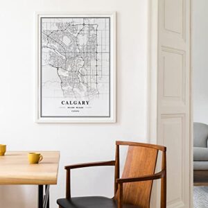 Dear Mapper Calgary Canada View Abstract Road Modern Map Art Minimalist Painting Black and White Canvas Line Art Print Poster Art Print Poster Home Decor (Set of 3 Unframed) (16x24inch)