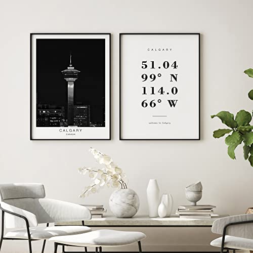 Dear Mapper Calgary Canada View Abstract Road Modern Map Art Minimalist Painting Black and White Canvas Line Art Print Poster Art Print Poster Home Decor (Set of 3 Unframed) (16x24inch)