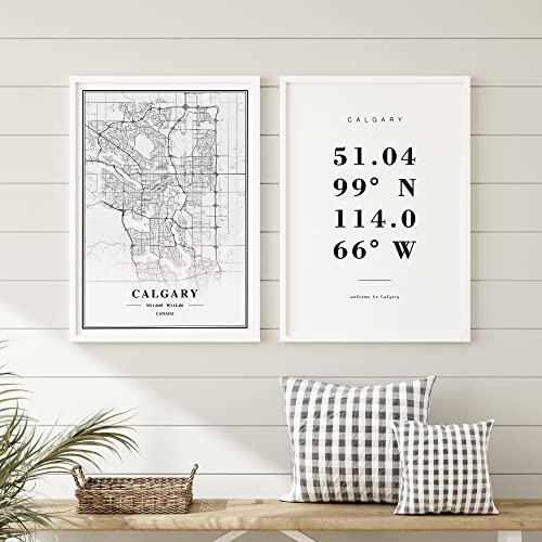 Dear Mapper Calgary Canada View Abstract Road Modern Map Art Minimalist Painting Black and White Canvas Line Art Print Poster Art Print Poster Home Decor (Set of 3 Unframed) (16x24inch)