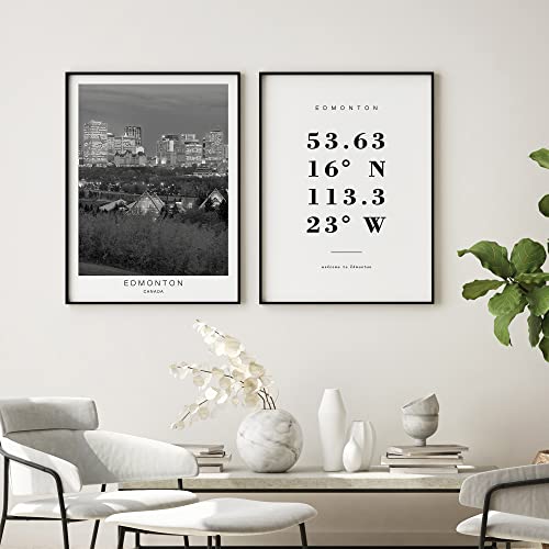 Dear Mapper Edmonton Canada View Abstract Road Modern Map Art Minimalist Painting Black and White Canvas Line Art Print Poster Art Print Poster Home Decor (Set of 3 Unframed) (16x24inch)