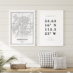 Dear Mapper Edmonton Canada View Abstract Road Modern Map Art Minimalist Painting Black and White Canvas Line Art Print Poster Art Print Poster Home Decor (Set of 3 Unframed) (16x24inch)