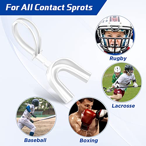 Dunzy 20 Pcs Strapped Mouth Guard Football Sports Mouthguard with Strap Adult Youth Kids Football Mouthpiece Mouth Protector for Boxing Wrestling Basketball Lacrosse Hockey Taekwondo (White)