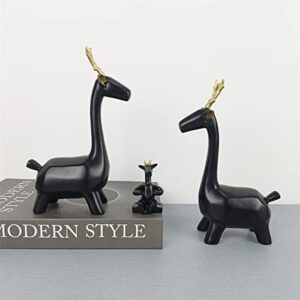 Reindeer Decor Statue Resin Deer Sculpture 3PCS Black Deer Family Set Deer Home Decor Parents with Child Decoration for Home Office Decor Black