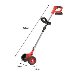 Cordless Electric Lawn Mower 24V 6000mAh Battery Powered Trimmer Rechargeable Telescopic Rod D-Shaped Handle Lawn Mower Red US Plug