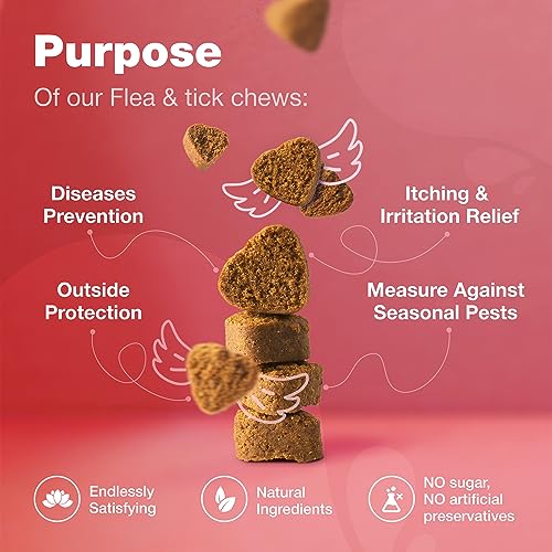 CHEWIA Flea & Tick Prevention Chews for Dogs - 180 Soft Duck Flavor Chews - Natural Dog Flea and Tick Supplement - Flea and Tick Prevention Pet Supplies for Dogs of All Breeds, Ages & Sizes