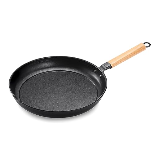 bodkar Versatile Nonstick Round Grill Flat Pan for Stove Tops,10" Lightweight Grill Frying Egg Omelet Pan Skillets for Camping Indoor Outdoor Cooking