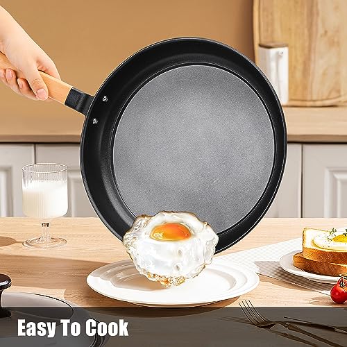 bodkar Versatile Nonstick Round Grill Flat Pan for Stove Tops,10" Lightweight Grill Frying Egg Omelet Pan Skillets for Camping Indoor Outdoor Cooking