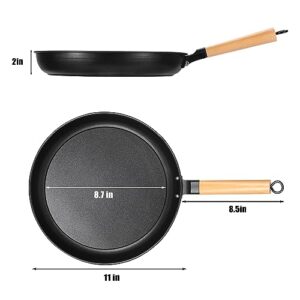 bodkar Versatile Nonstick Round Grill Flat Pan for Stove Tops,10" Lightweight Grill Frying Egg Omelet Pan Skillets for Camping Indoor Outdoor Cooking