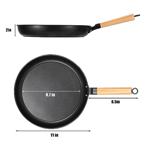 bodkar Versatile Nonstick Round Grill Flat Pan for Stove Tops,10" Lightweight Grill Frying Egg Omelet Pan Skillets for Camping Indoor Outdoor Cooking